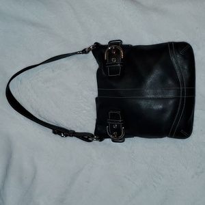 Coach Black Leather Soho Slim Duffle  Shoulder Bag Purse